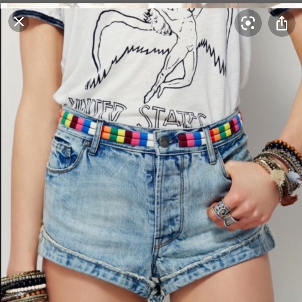Elliot denim cut off shorts with rainbow belt